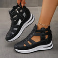 Zip Platform Gladiator Sneakers – Cutout Wedge Walking Shoes