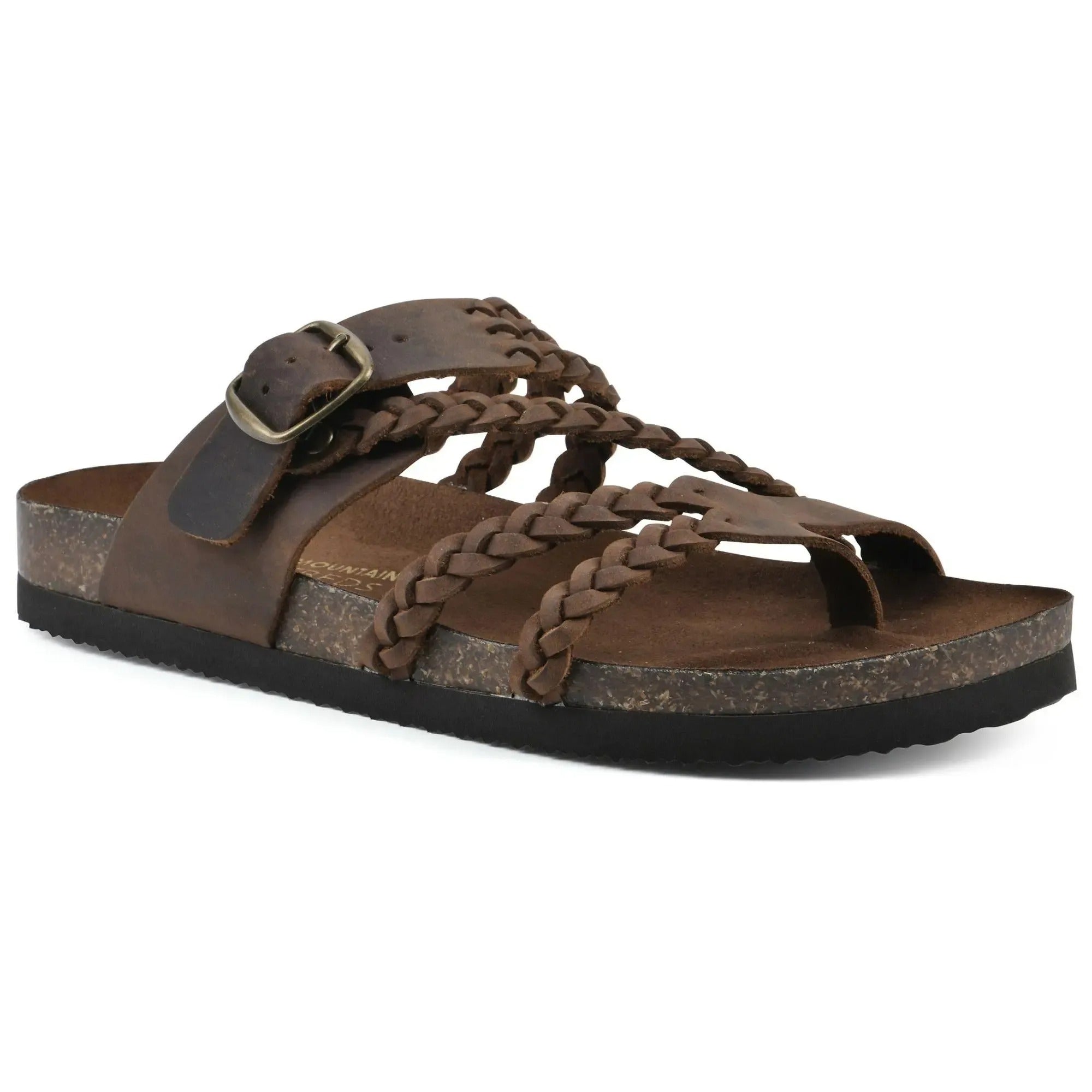 Braided Buckle Footbed Sandals – Comfortable Flat Slide Sandals
