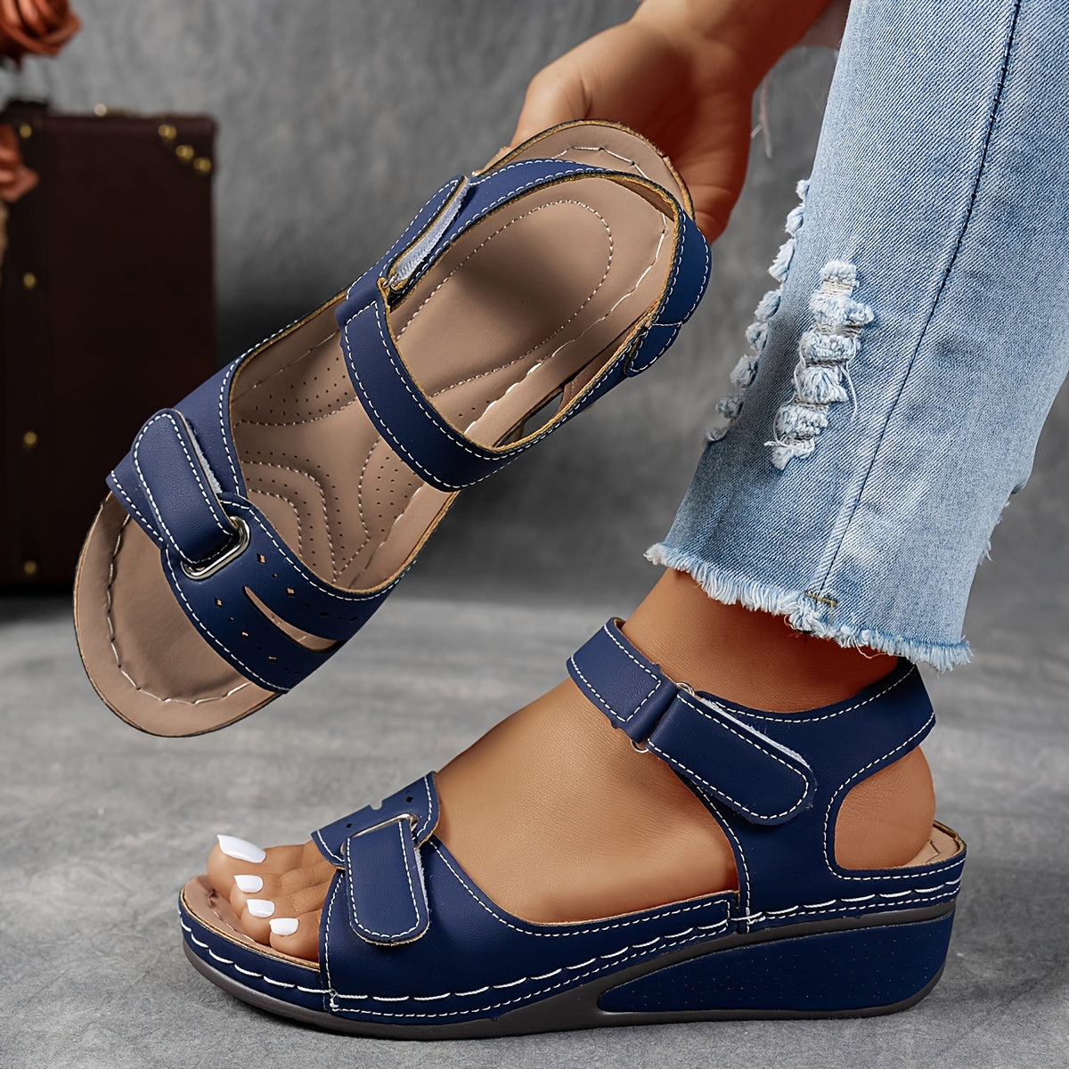 Adjustable Wedge Sandals – Arch Support Open Toe Comfort Sandals