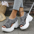 Knit Platform Wedge Sandals – Breathable Peep Toe Walking Shoes
