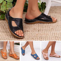 Cutout Slide Sandals – Soft Leather Open Toe Comfort Slides