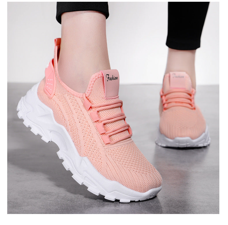 Knit Walking Sneakers – Breathable Lightweight Lace-Up Shoes