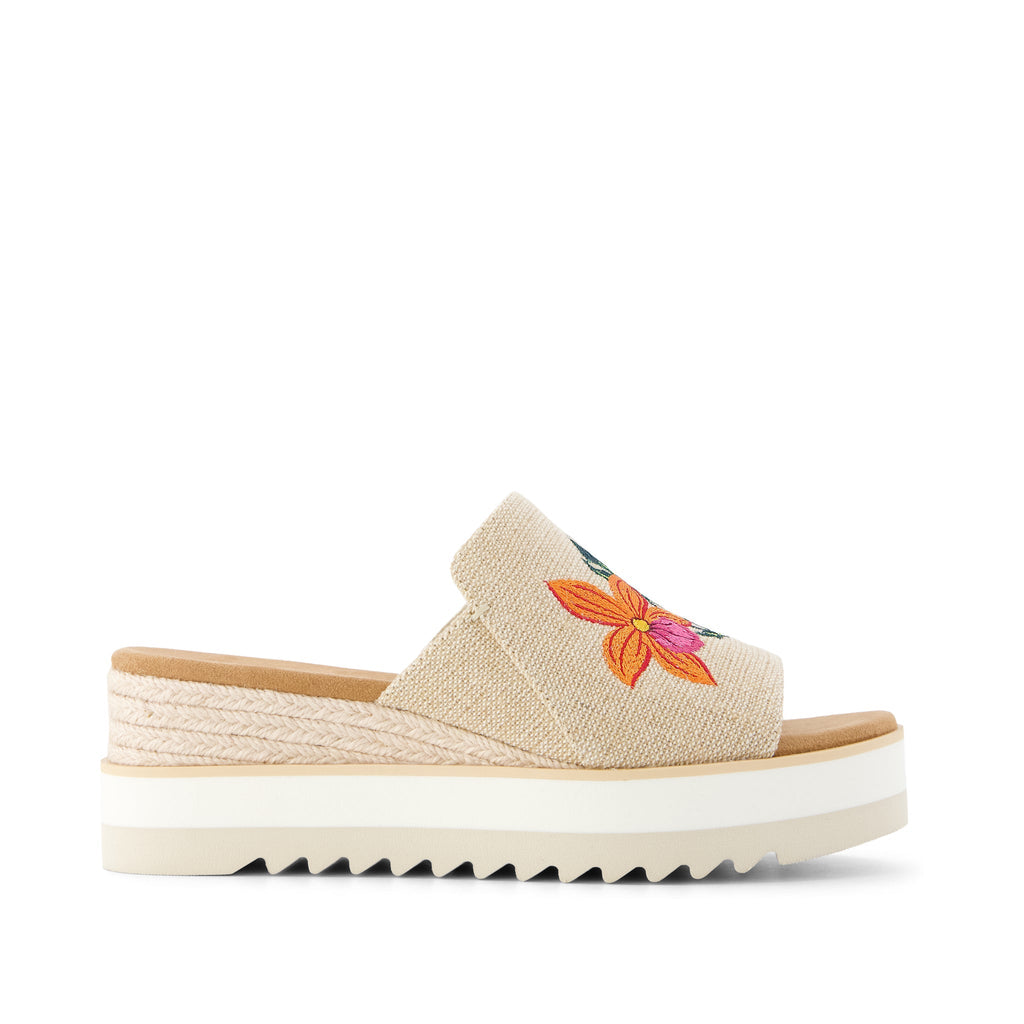 Canvas Platform Slide Sandals – Open Toe Wedge Comfort Slides