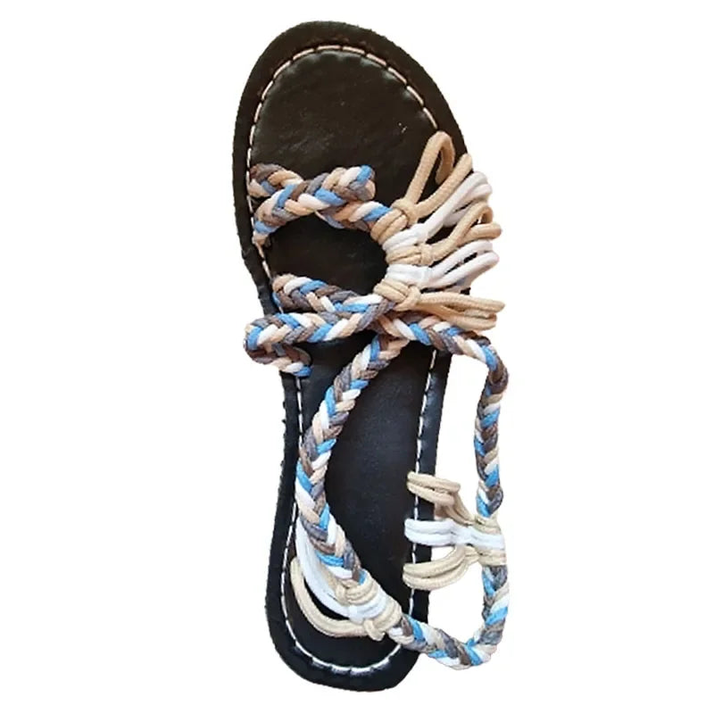 Braided Strap Flat Sandals – Boho Open Toe Summer Sandals