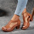 Cutout Chunky Heel Sandals – Open Toe Comfort Heeled Sandals