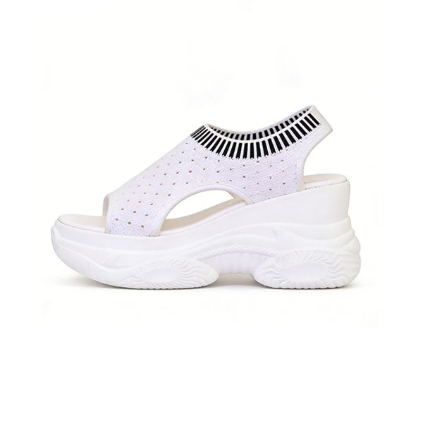 Knit Platform Wedge Sandals – Breathable Peep Toe Walking Shoes
