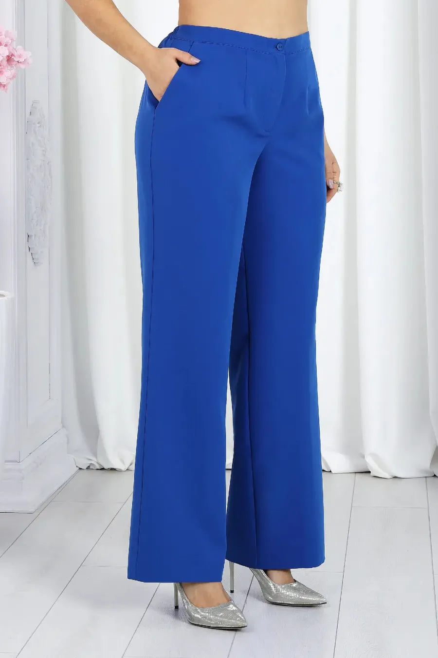 Elegant Layered Chiffon High-Low Top and Pants Two Piece Set