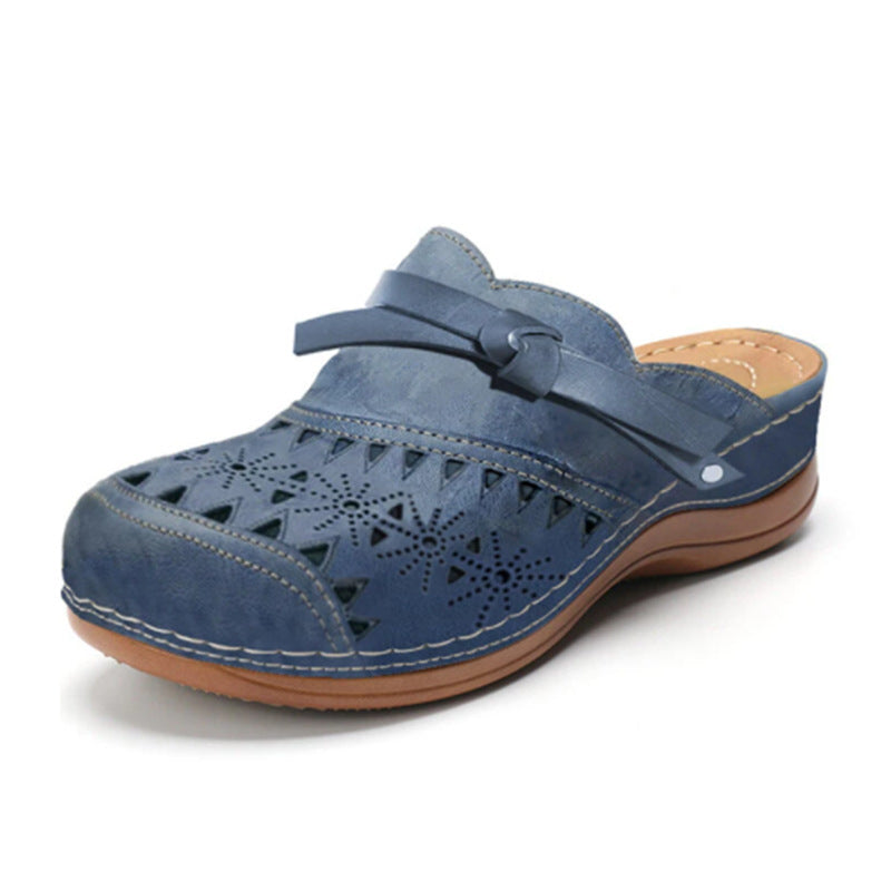 Bowknot Cutout Mule Sandals – Closed Toe Comfort Slides