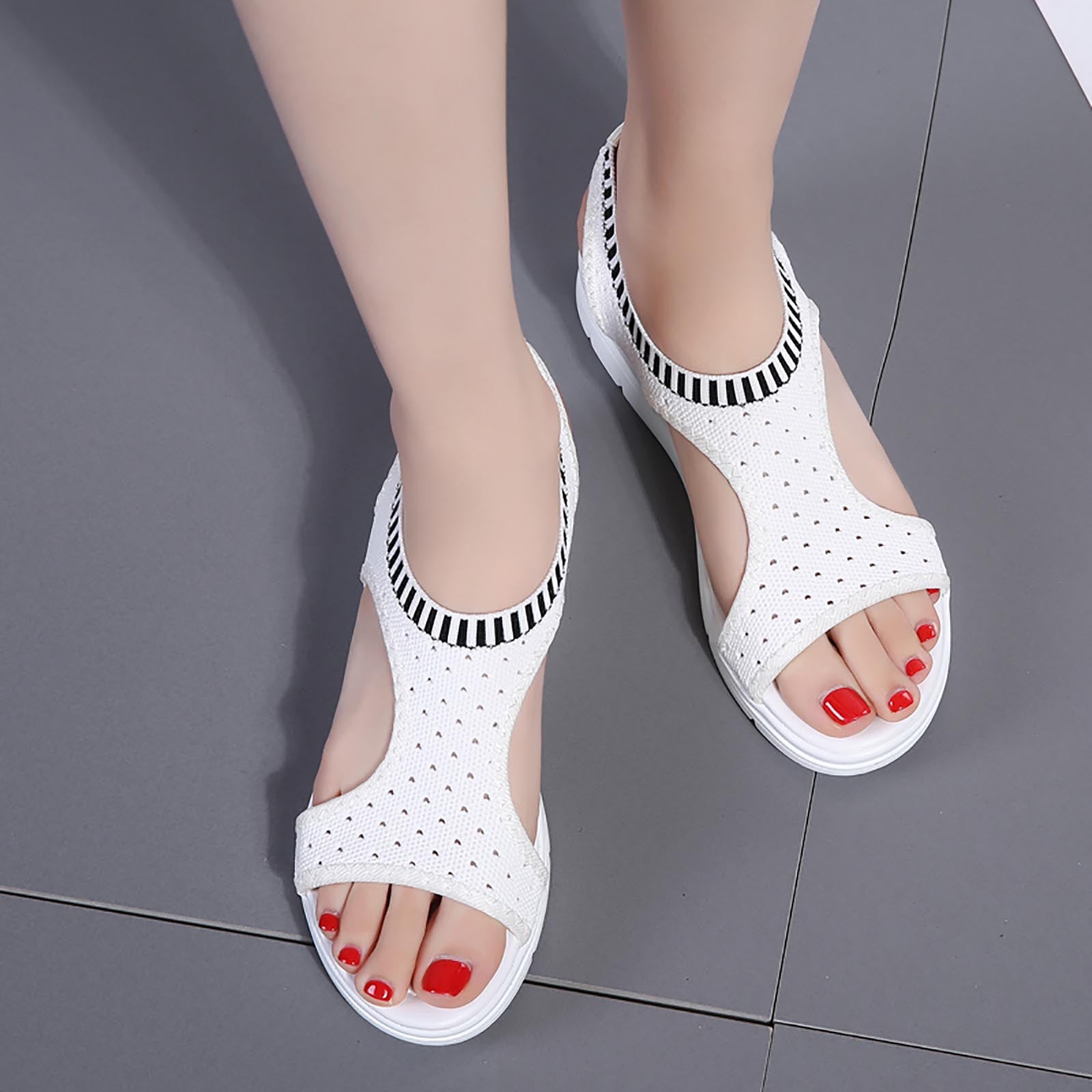 Womens Sandals New Fish Mouth Sandals Women's Large Size Flying Wedge Wedge Sports Women's Sandals Thick Sole Casual Sandals Wedge Sandals for Women