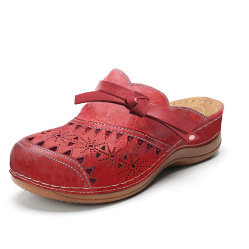 Bowknot Cutout Mule Sandals – Closed Toe Comfort Slides