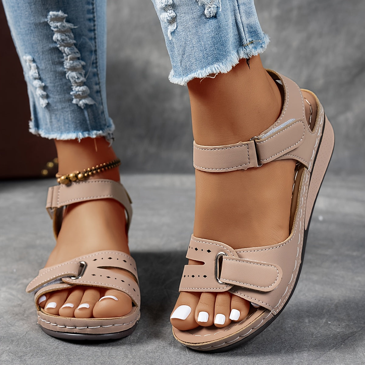 Adjustable Wedge Sandals – Arch Support Open Toe Comfort Sandals