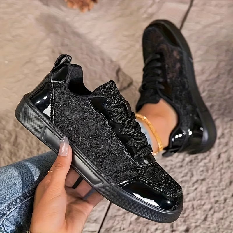 Lace Platform Sneakers – Breathable Floral Mesh Walking Shoes