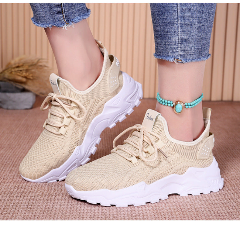 Knit Walking Sneakers – Breathable Lightweight Lace-Up Shoes