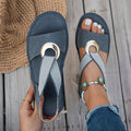 Orthotic Metal Ring Slingback Sandals – Open Toe Flat Comfort Sandals