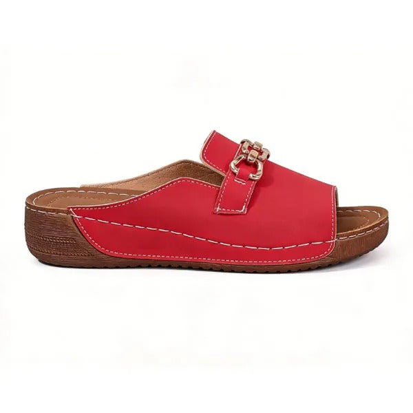 Metal Chain Slide Sandals – Open Toe Comfort Flat Sandals