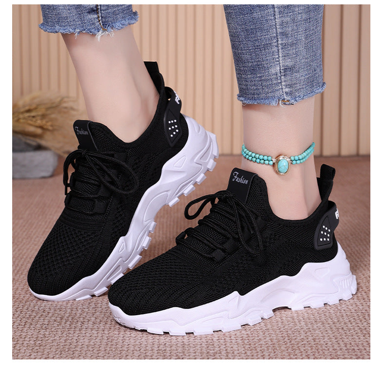 Knit Walking Sneakers – Breathable Lightweight Lace-Up Shoes