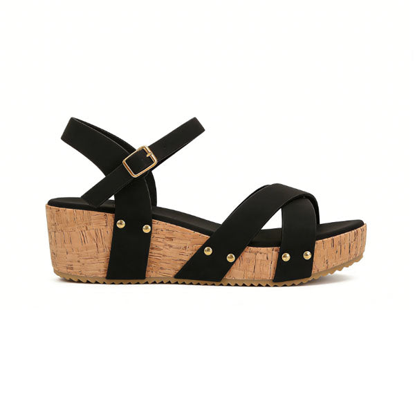 Cross Strap Cork Wedge Sandals – Open Toe Platform Sandals