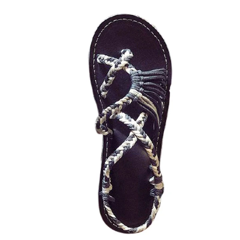 Braided Strap Flat Sandals – Boho Open Toe Summer Sandals