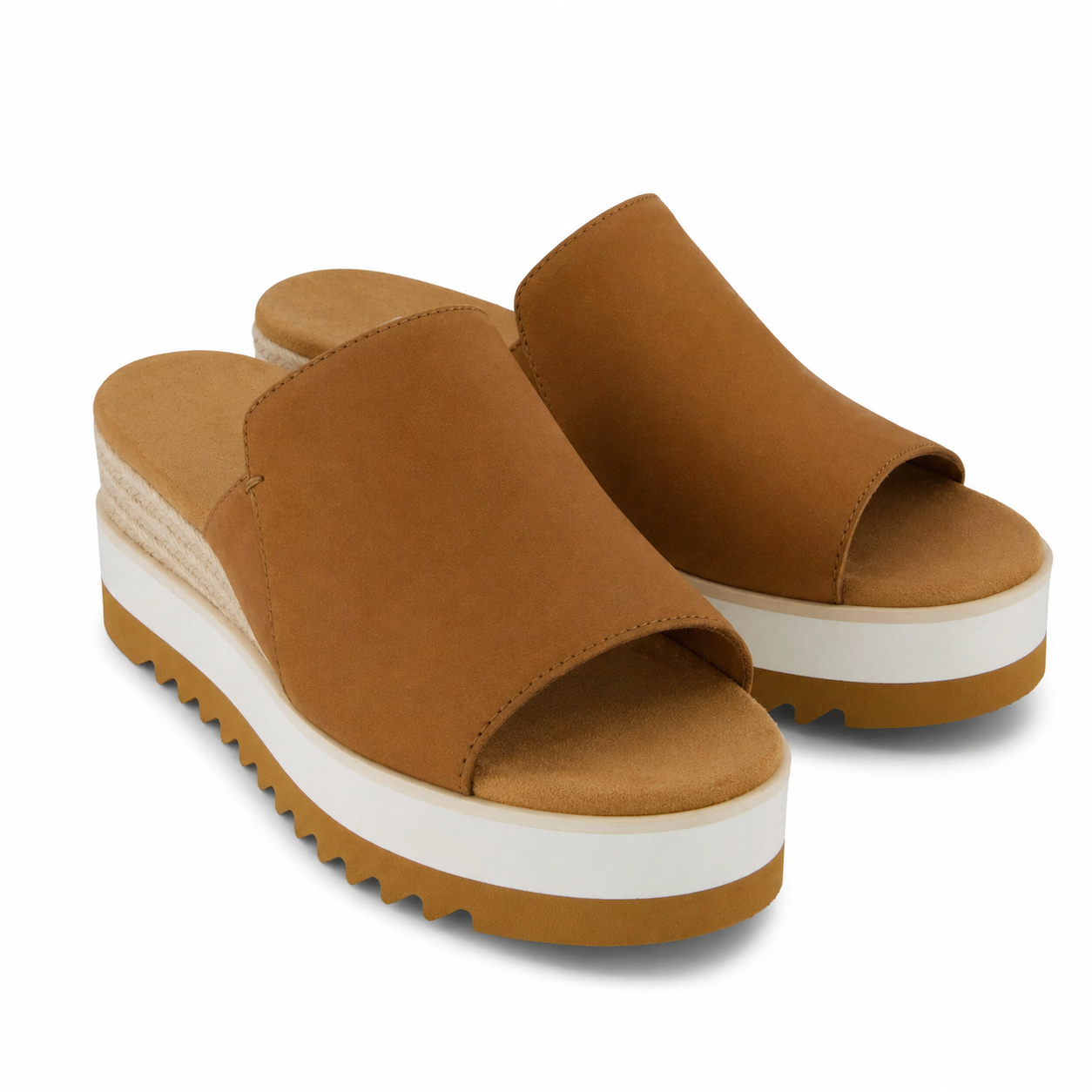 Canvas Platform Slide Sandals – Open Toe Wedge Comfort Slides