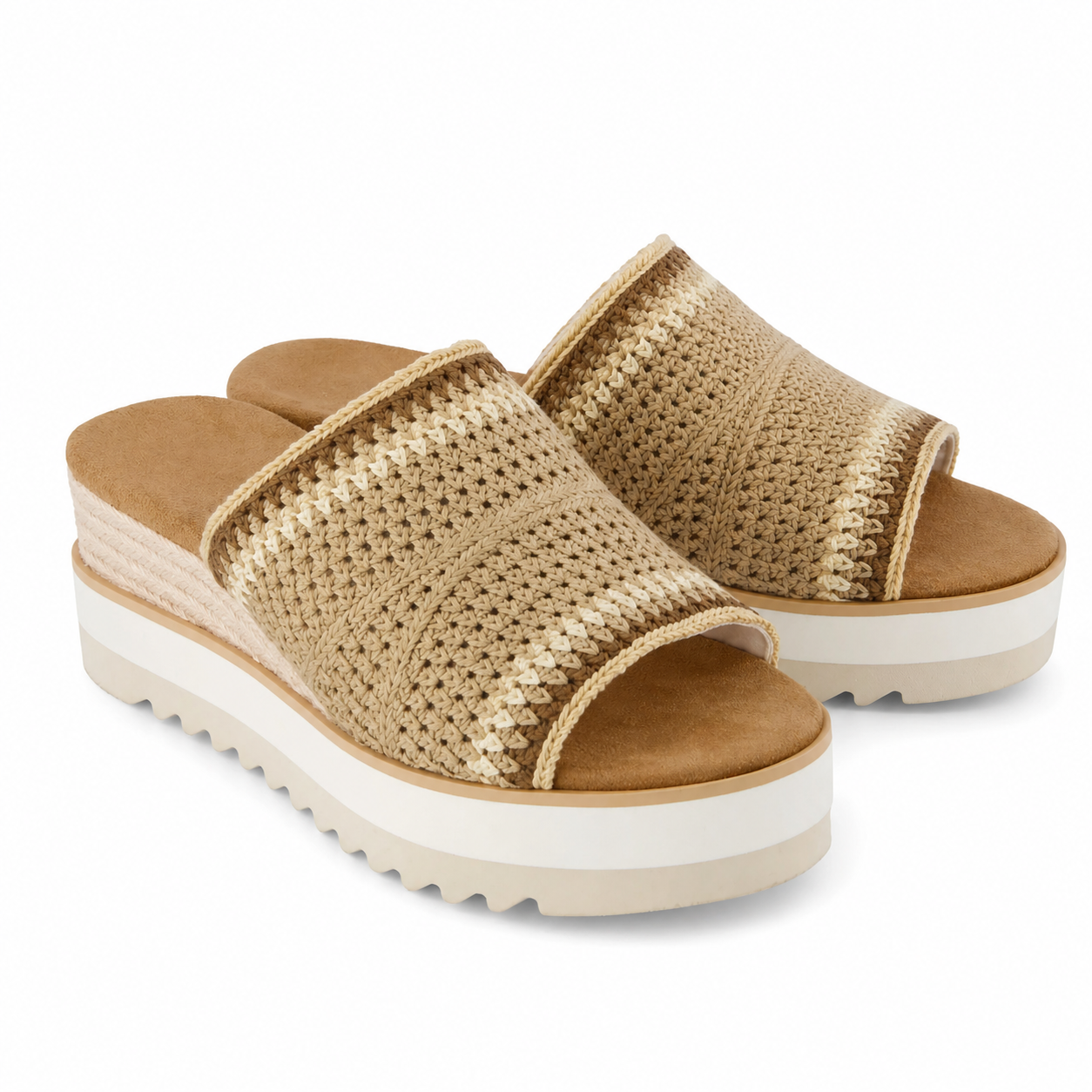 Canvas Platform Slide Sandals – Open Toe Wedge Comfort Slides