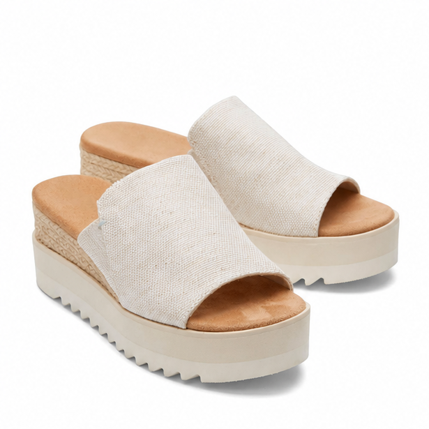 Canvas Platform Slide Sandals – Open Toe Wedge Comfort Slides
