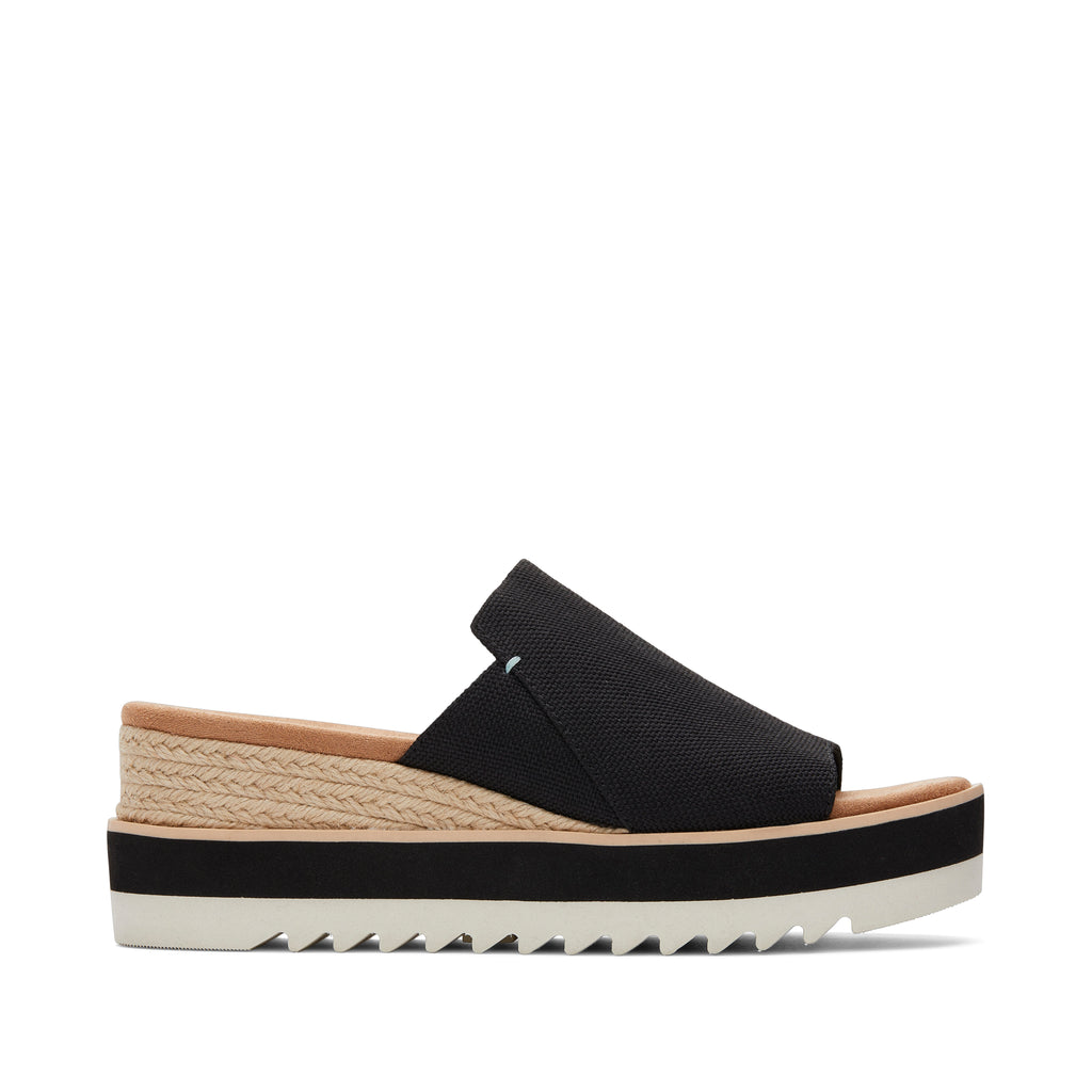 Canvas Platform Slide Sandals – Open Toe Wedge Comfort Slides