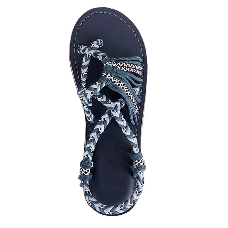 Braided Strap Flat Sandals – Boho Open Toe Summer Sandals
