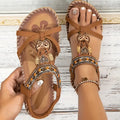 Boho Beaded Flat Sandals – Strappy Open Toe Summer Sandals