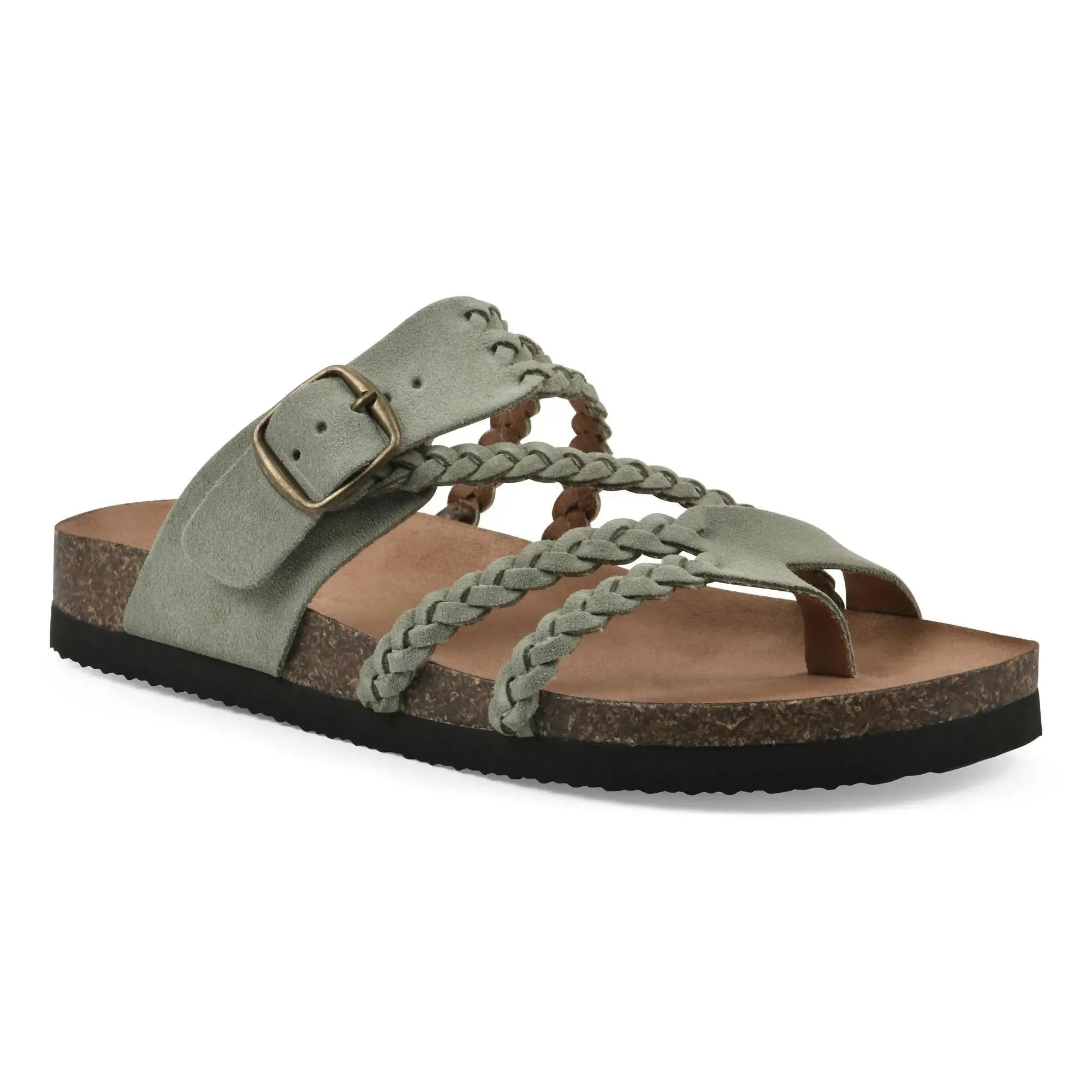 Braided Buckle Footbed Sandals – Comfortable Flat Slide Sandals