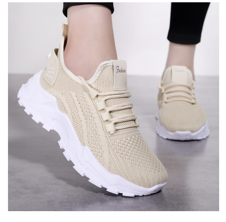 Knit Walking Sneakers – Breathable Lightweight Lace-Up Shoes