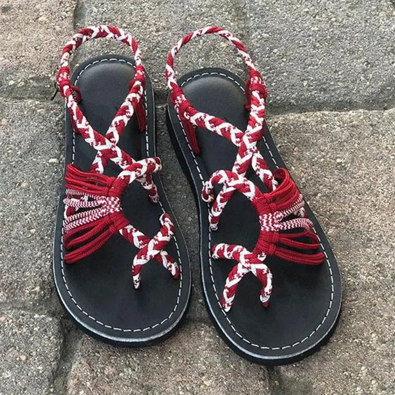 Braided Strap Flat Sandals – Boho Open Toe Summer Sandals