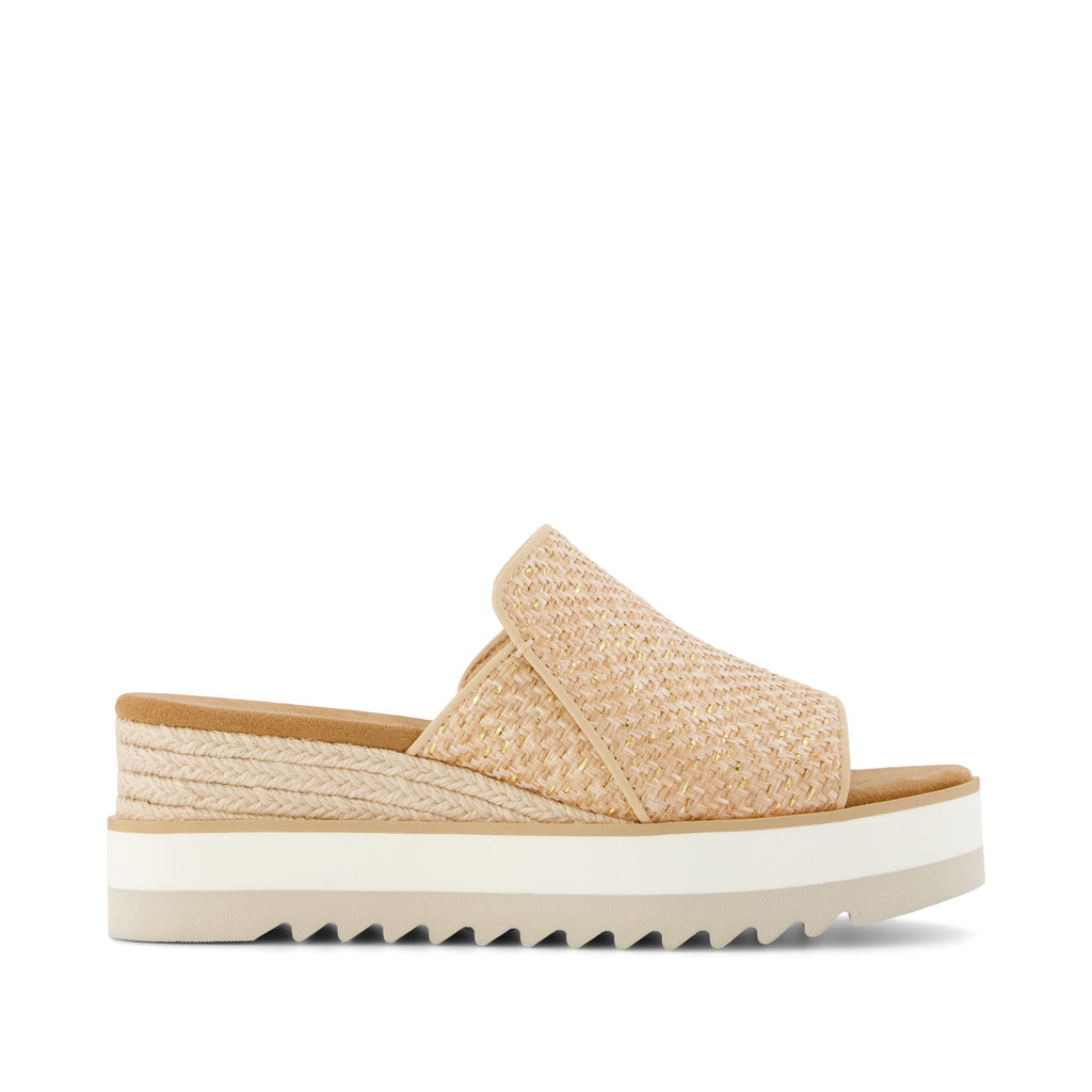 Canvas Platform Slide Sandals – Open Toe Wedge Comfort Slides