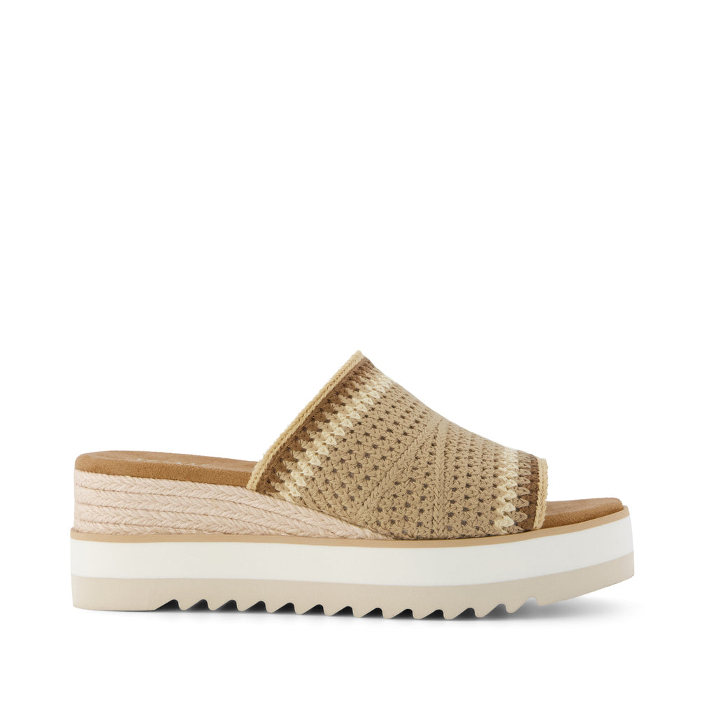 Canvas Platform Slide Sandals – Open Toe Wedge Comfort Slides