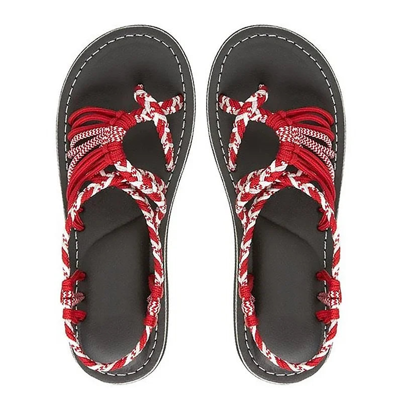 Braided Strap Flat Sandals – Boho Open Toe Summer Sandals