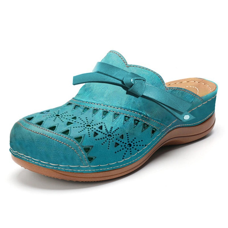 Bowknot Cutout Mule Sandals – Closed Toe Comfort Slides