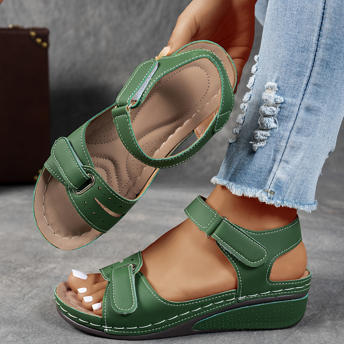 Adjustable Wedge Sandals – Arch Support Open Toe Comfort Sandals