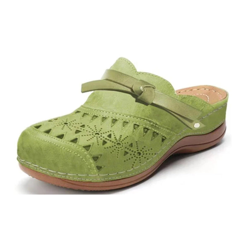 Bowknot Cutout Mule Sandals – Closed Toe Comfort Slides